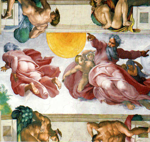 「太陽、月、植物の創造」 ミケランジェロ・ブオナローティ システィーナ礼拝堂天井画
